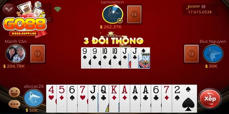 3 đôi thông chặt được gì trong game bài tại nhà cái Go88