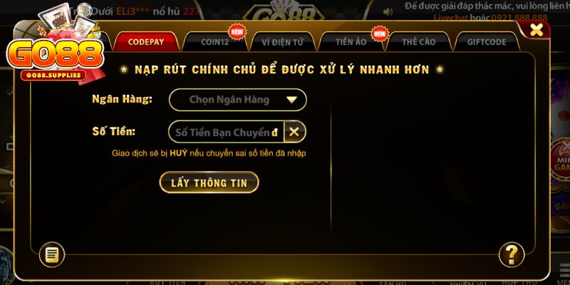 Giao dịch tại GO88 nhanh chóng