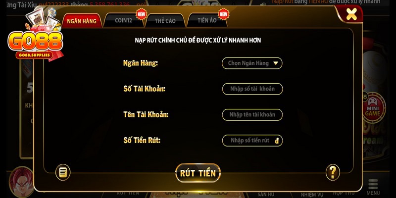 Các phương thức rút tiền hiệu quả tại GO88